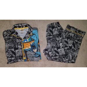 Batman DC Comics Fleece 2-Piece Pajamas Set Top Pants Boys Large 10/12 Gray